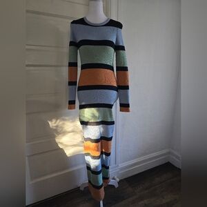 Women's Striped Long Sleeve Maxi Dress